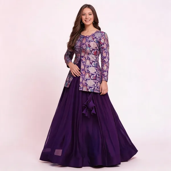 Purple_Vichitra_Silk_Flared_Lehenga_Set_For_Women