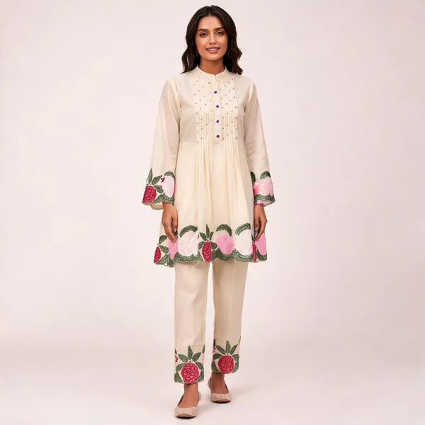 Cream_Roman_Silk_Embroidered_Co-Ord_Set_For_Women