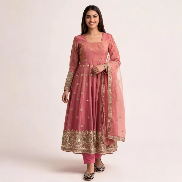 Peach_Fandy_Silk_Sequin_Embroidered_Anarkali_Suit_Set_For_Women