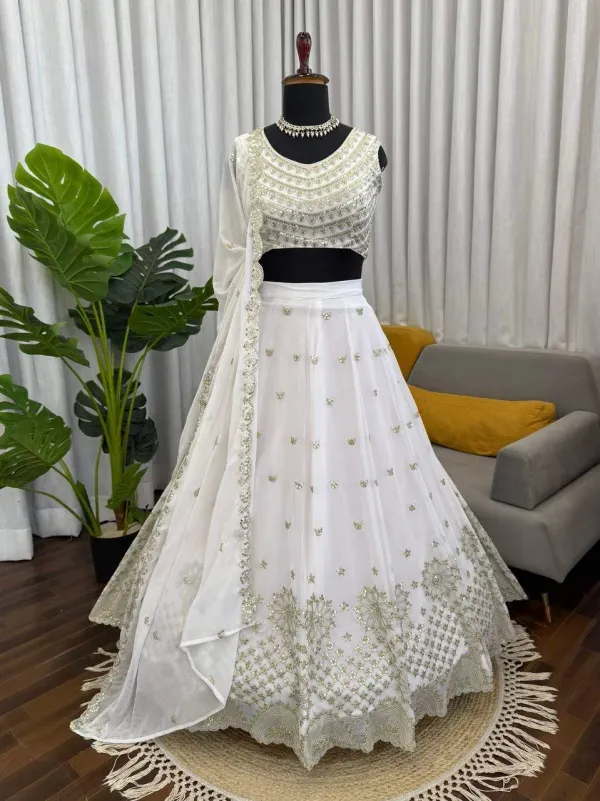 Faux_Georgette_Lehenga_With_Thread_Sequins_Work_For_Wedding_Wear