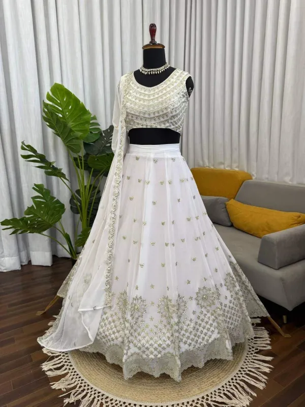 Faux_Georgette_Lehenga_With_Thread_Sequins_Work_For_Wedding_Wear