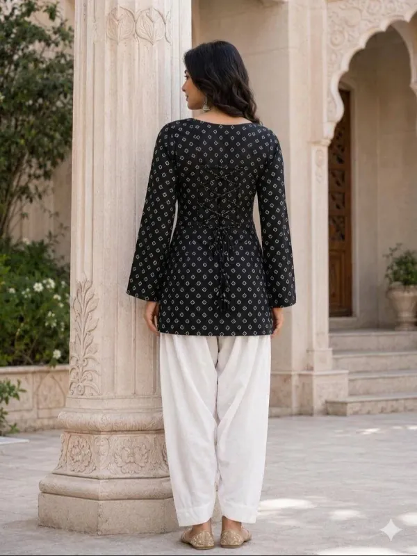 Women_S_Pure_Cotton_Printed_Short_Kurti_With_Farsi_Pant_Set