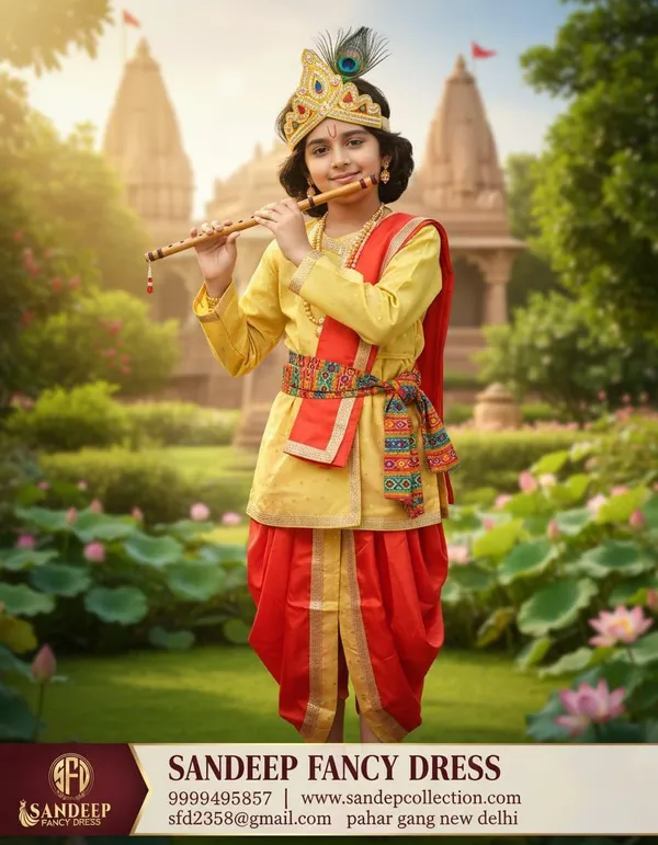 Yellow_Red_Polyester_Krishna_Fancy_Dress_Costume_For_Kids