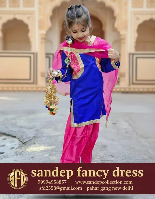 Manta_Blue_Net_Brocade_Punjabi_Suit_Fancy_Dress_Costume_For_Kids