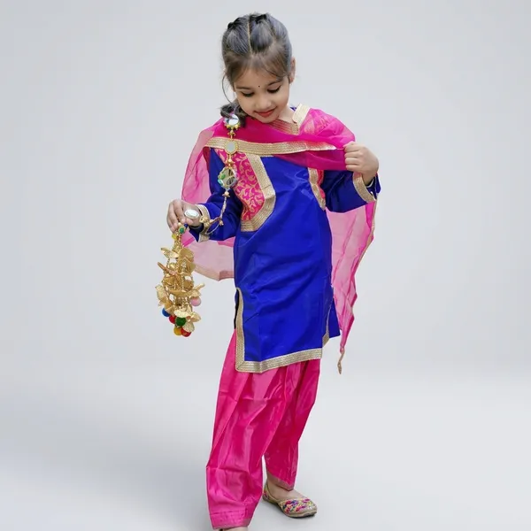 Manta_Blue_Net_Brocade_Punjabi_Suit_Fancy_Dress_Costume_For_Kids
