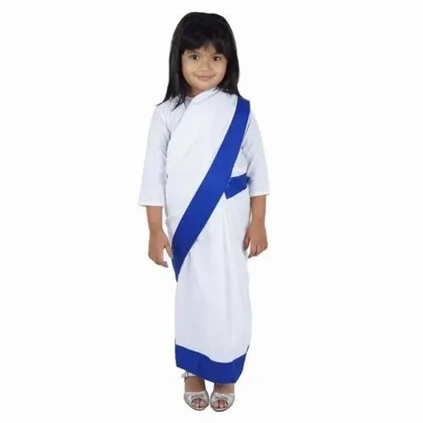 White_Blue_Border_Polyester_Saree_For_Women