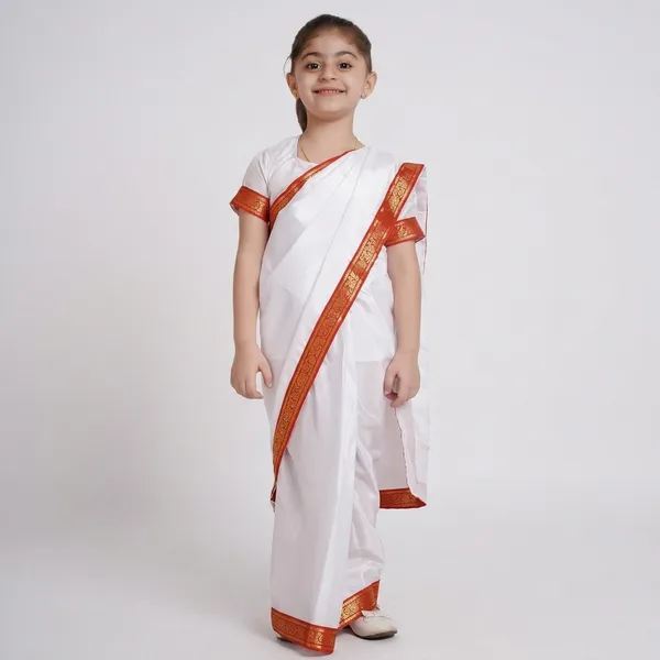 White_Red_Border_Polyester_Saree_For_Women