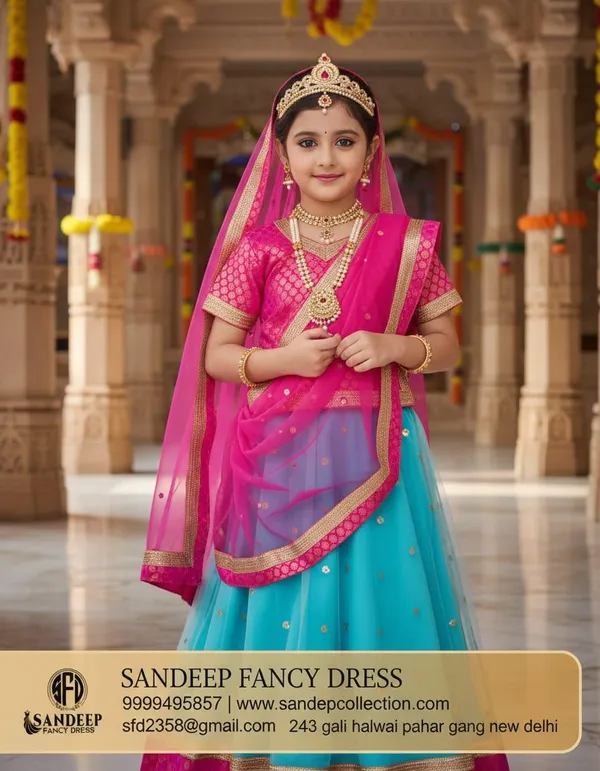 Blue_Pink_Net_Brocade_Radha_Lehenga_Choli_Costume_For_Kids
