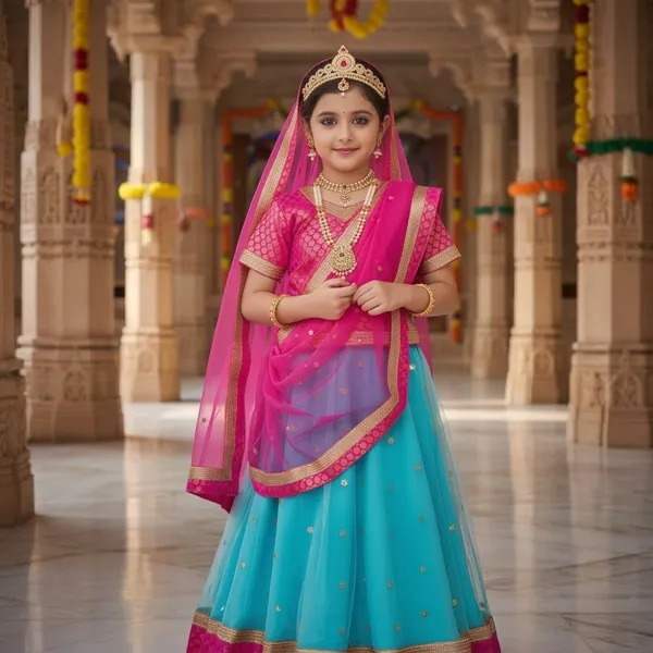 Blue_Pink_Net_Brocade_Radha_Lehenga_Choli_Costume_For_Kids