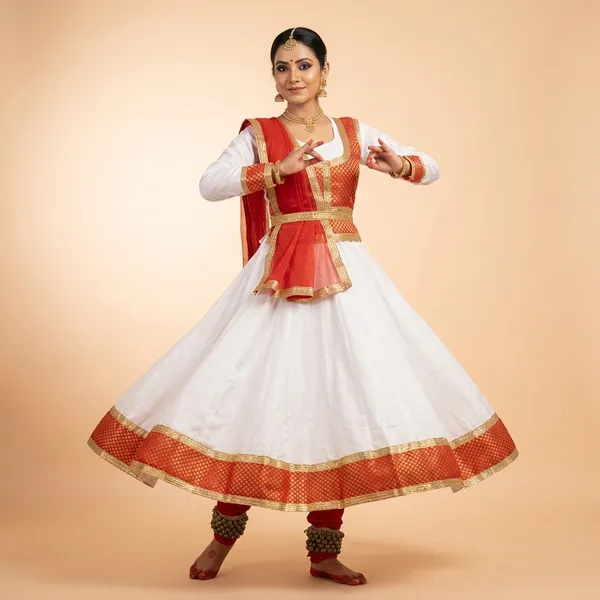 White_Red_Satin_Brocade_Flared_Anarkali_Fancy_Dress_Costume_For_Women
