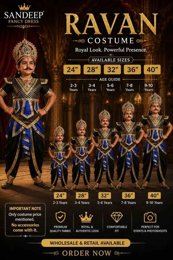 black_and_blue_Polyester_ravan_Fancy_Dress_Costume_For_all_age_group_costume_only