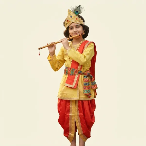 Yellow_Red_Polyester_Krishna_Fancy_Dress_Costume_For_Kids
