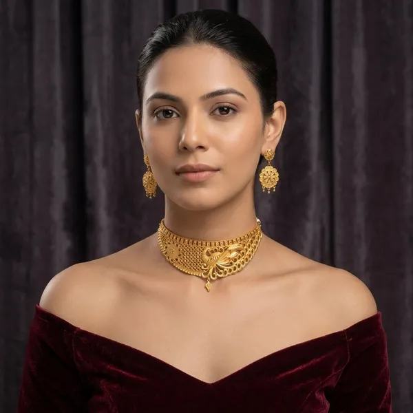 Gold_Brass_Traditional_Choker_Necklace_Jewellery_Set_For_Women