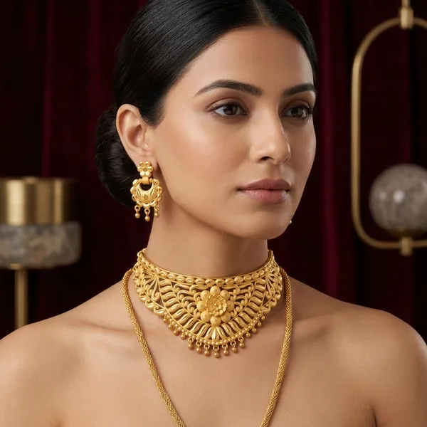 Gold_Brass_Traditional_Choker_Necklace_Jewellery_Set_For_Women
