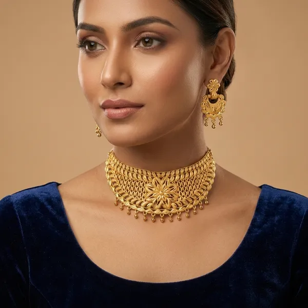 Gold_Brass_Traditional_Choker_Necklace_Jewellery_Set_For_Women