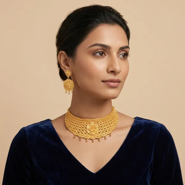 Gold_Brass_Traditional_Choker_Necklace_Jewellery_Set_For_Women
