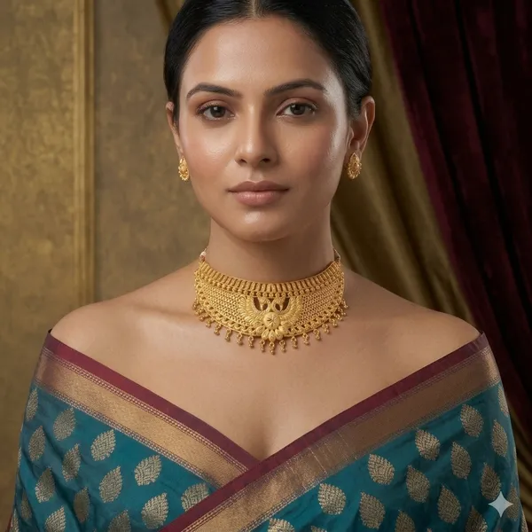 Gold_Brass_Traditional_Choker_Necklace_Jewellery_Set_For_Women