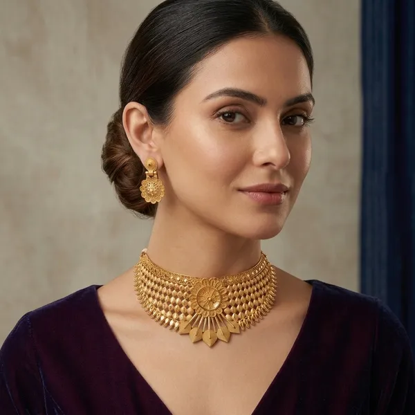Gold_Brass_Traditional_Choker_Necklace_Jewellery_Set_For_Women