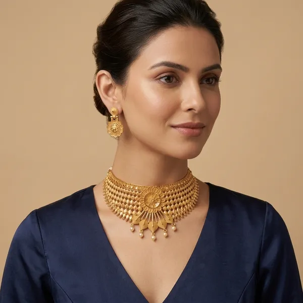 Gold_Brass_Traditional_Choker_Necklace_Jewellery_Set_For_Women
