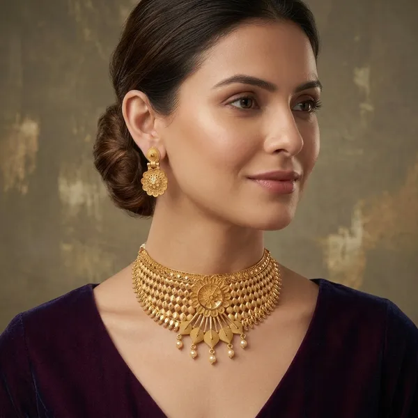 Gold_Brass_Traditional_Choker_Necklace_Jewellery_Set_For_Women