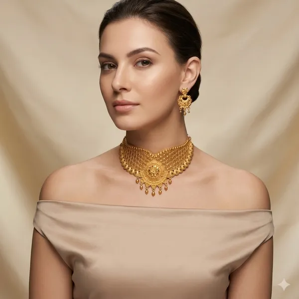 Gold_Brass_Traditional_Choker_Necklace_Jewellery_Set_For_Women