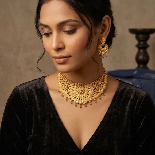 Gold_Brass_Traditional_Choker_Necklace_Jewellery_Set_For_Women