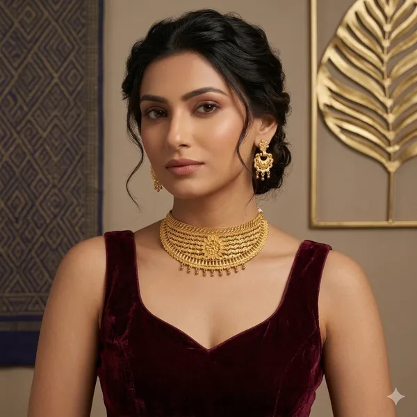 Gold_Brass_Traditional_Choker_Necklace_Jewellery_Set_For_Women