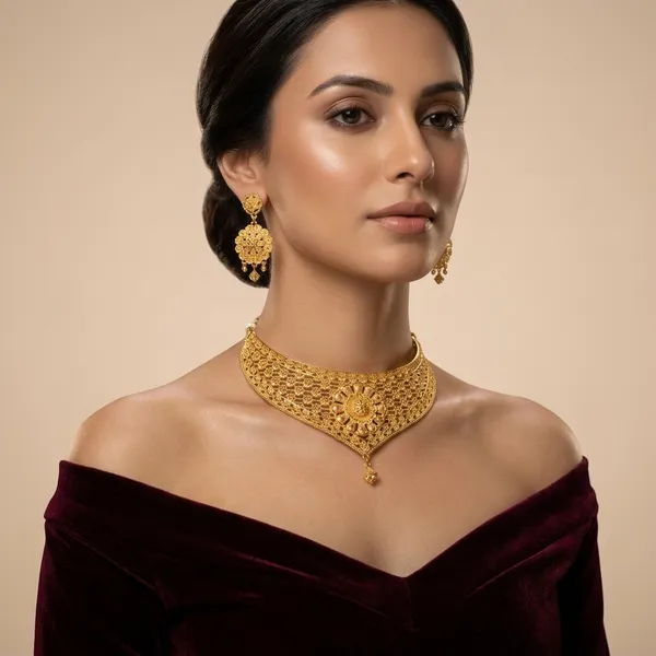 Gold_Brass_Traditional_Choker_Necklace_Jewellery_Set_For_Women