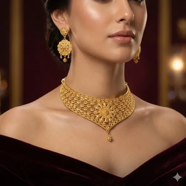 Gold_Brass_Traditional_Choker_Necklace_Jewellery_Set_For_Women