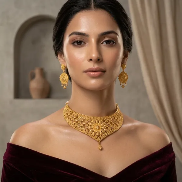 Gold_Brass_Traditional_Choker_Necklace_Jewellery_Set_For_Women