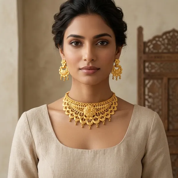 Gold_Brass_Traditional_Choker_Necklace_Jewellery_Set_For_Women
