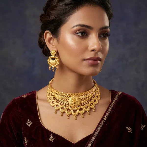 Gold_Brass_Traditional_Choker_Necklace_Jewellery_Set_For_Women