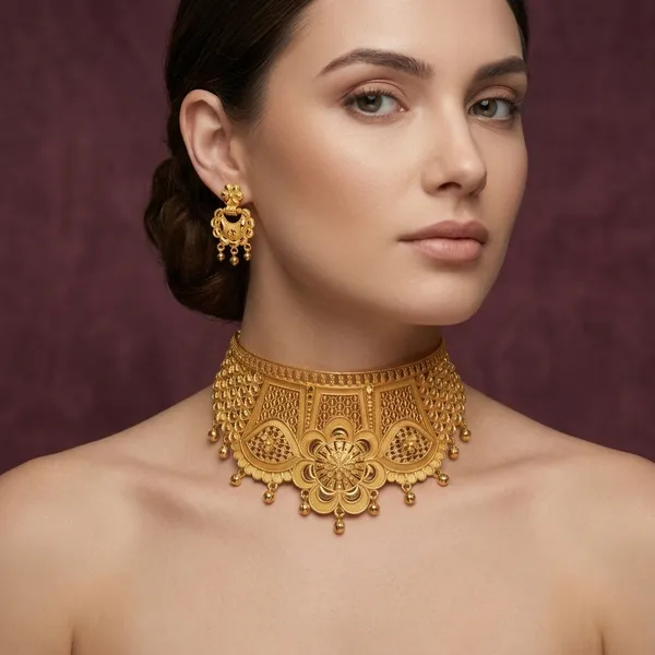Gold_Brass_Traditional_Choker_Necklace_Jewellery_Set_For_Women