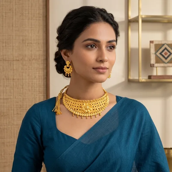Gold_Brass_Traditional_Choker_Necklace_Jewellery_Set_For_Women