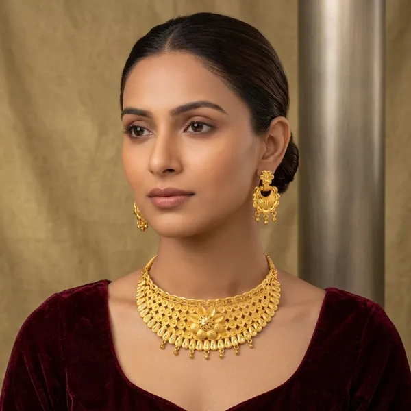Gold_Brass_Traditional_Choker_Necklace_Jewellery_Set_For_Women