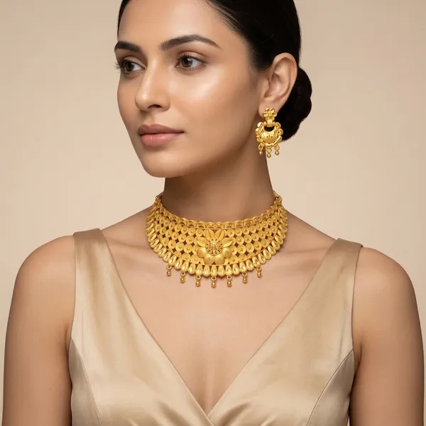 Gold_Brass_Traditional_Choker_Necklace_Jewellery_Set_For_Women