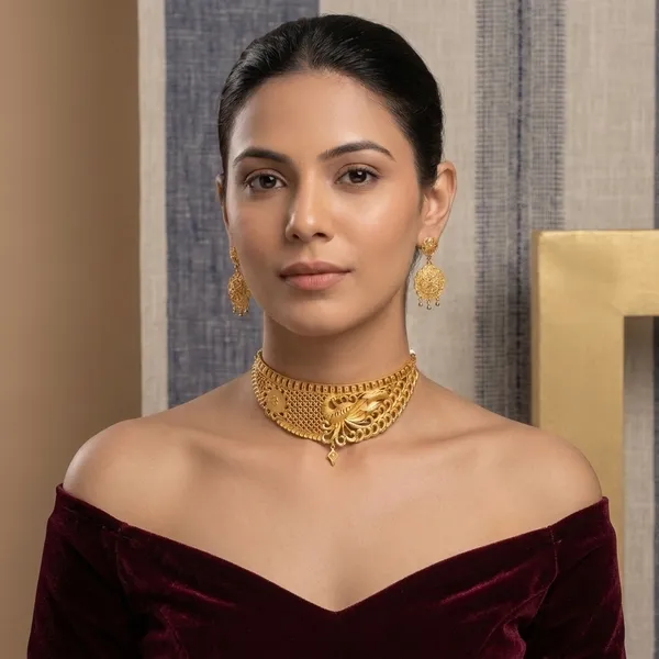 Gold_Brass_Traditional_Choker_Necklace_Jewellery_Set_For_Women