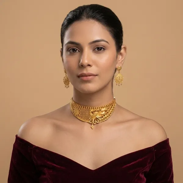 Gold_Brass_Traditional_Choker_Necklace_Jewellery_Set_For_Women