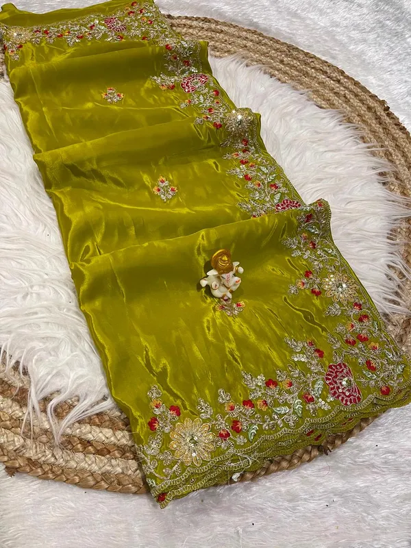 Green_Satin_Embroidered_Saree_For_Women