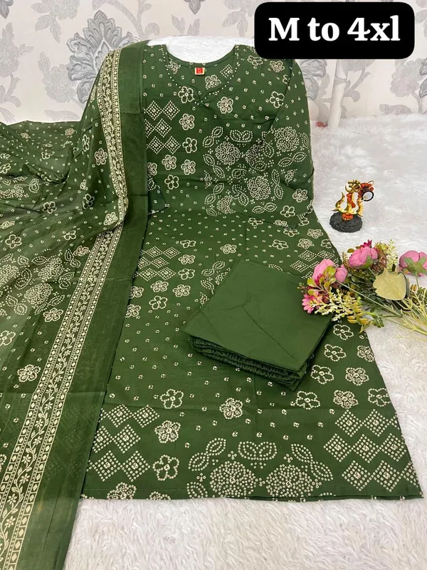 Green_Printed_Three_Piece_Kurta_Set_For_Women