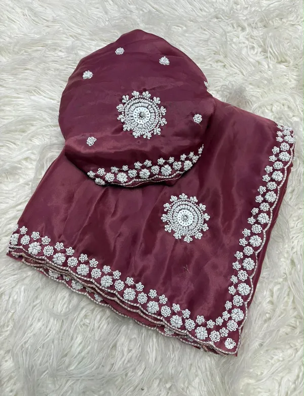 Purple_Satin_Embroidered_Saree_Set_For_Women