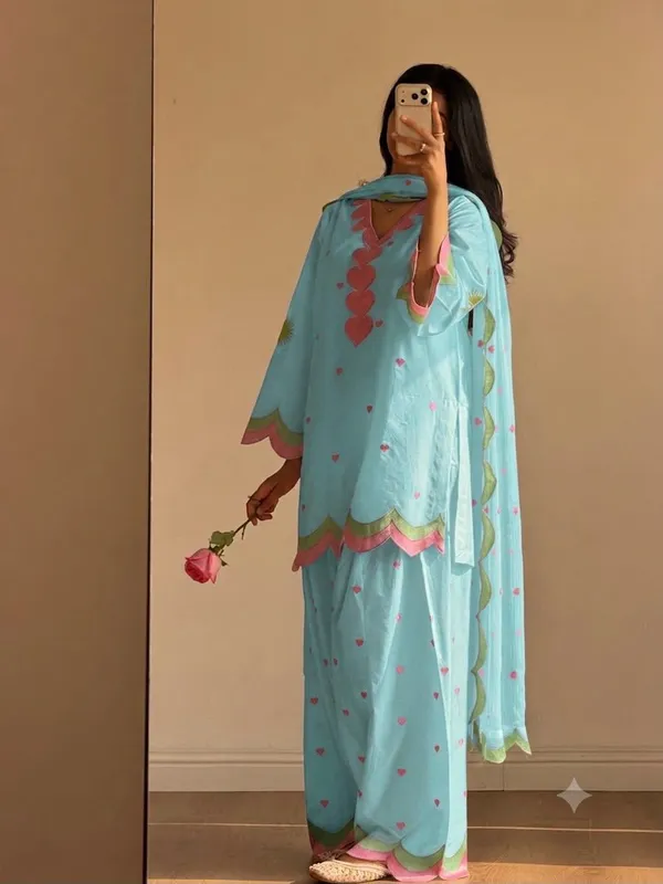 Aqua_Blue_Heart_Print_Kurta_Pant_Set_with_Dupatta_for_Women