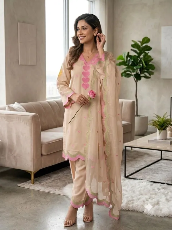 Beige_Heart_Print_Kurta_Pant_Set_with_Dupatta_for_Women