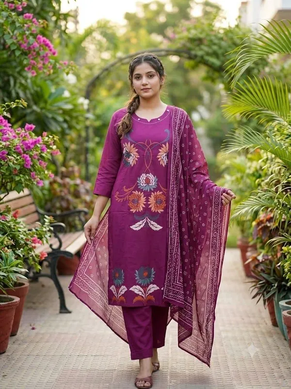 Purple_Floral_Straight_Kurta_Set_For_Women