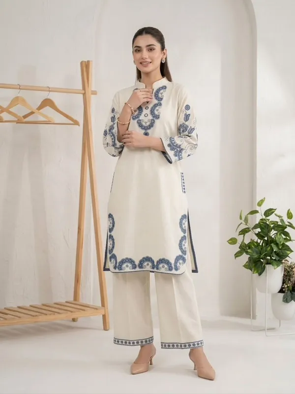 Ivory_White_Blue_Embroidered_Paisley_Kurta_Pant_Set_for_Women