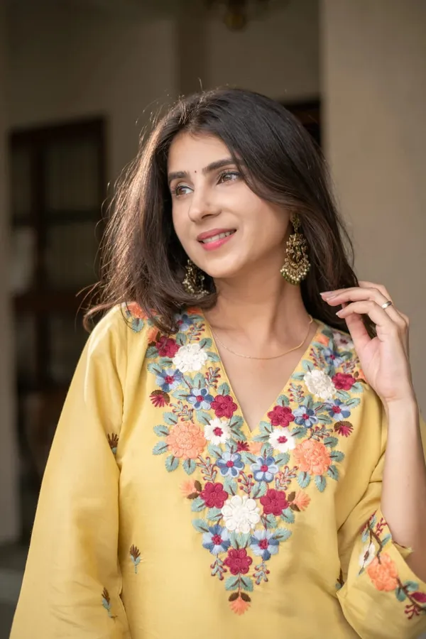 Mustard_Yellow_French_Crepe_Embroidered_Kurti_Pant_Set_–_2-Piece_Ethnic_Wear_Suit_for_Women