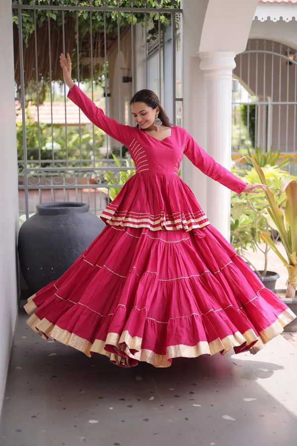 Navratri_Gota_Patti_Peplum_Lehenga_Choli_Set_-_Rani_Pink