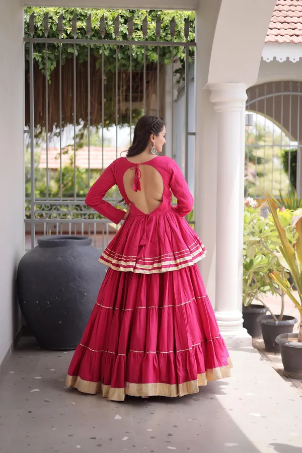 Navratri_Gota_Patti_Peplum_Lehenga_Choli_Set_-_Rani_Pink
