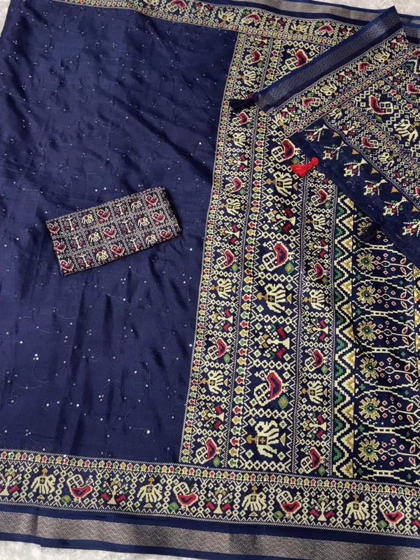 Navy_Blue_Ajrakh_Printed_Pure_Mul_Cotton_Saree_with_Zari_Jacquard_Border