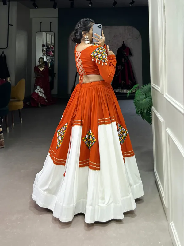 Orange_&_White_Gamthi_Patchwork_Lehenga_Choli_with_Gota_Patti_Detailing